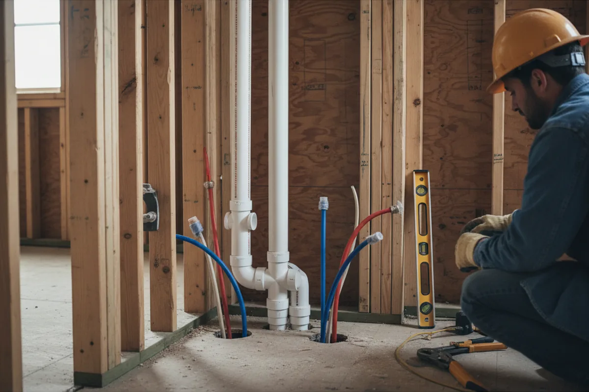Drain and supply rough-in during Leak Detection in Gwynedd Valley