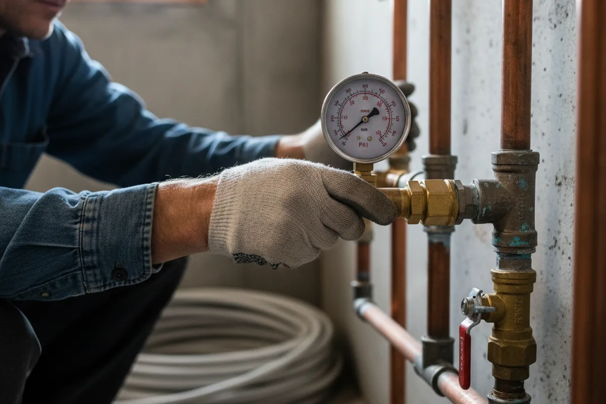 Pressure testing a repaired line during Water Line Repair in Gwynedd Valley